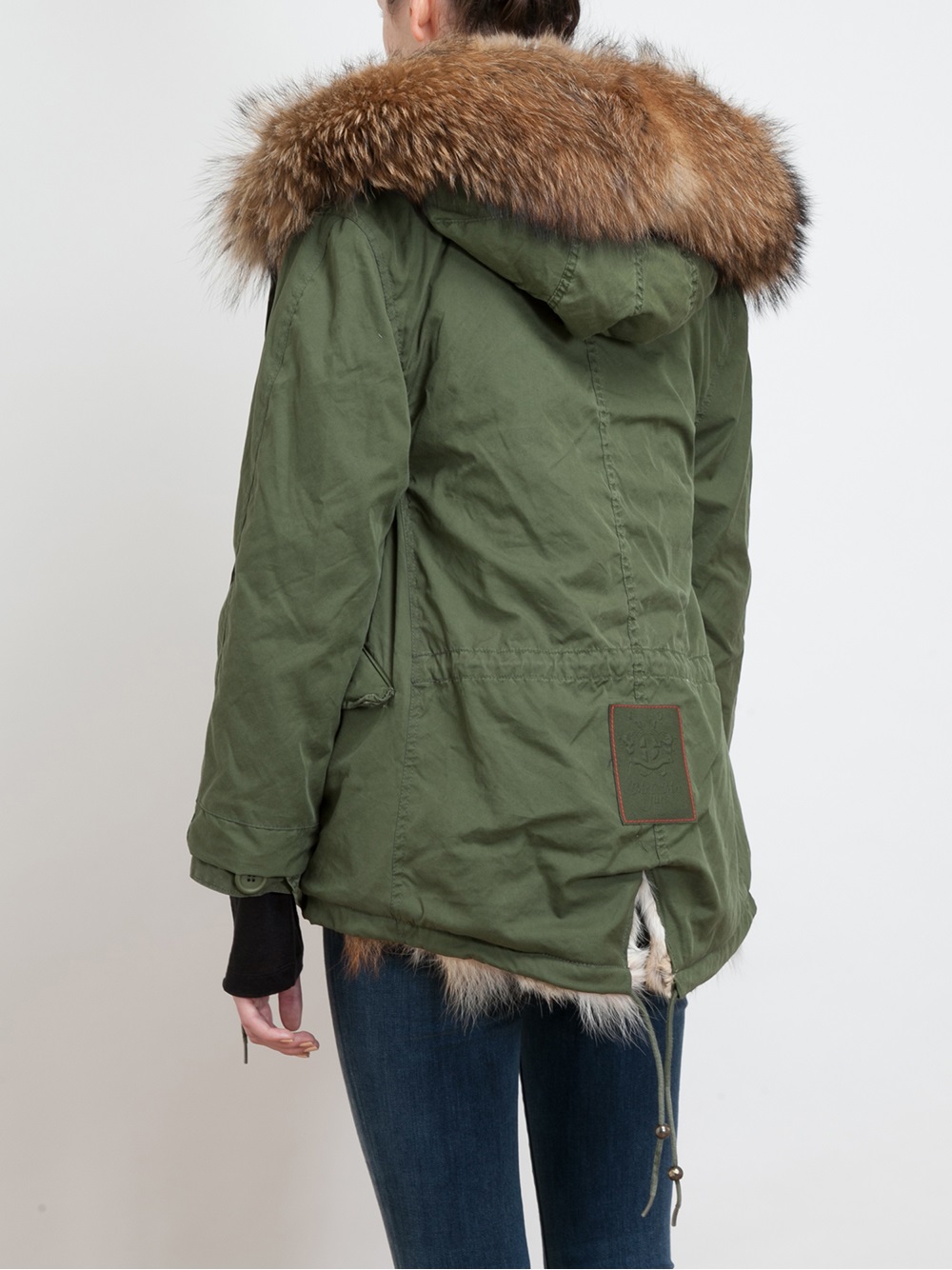Mr & mrs furs Fur Lined Parka Jacket in Green (multicolour) | Lyst