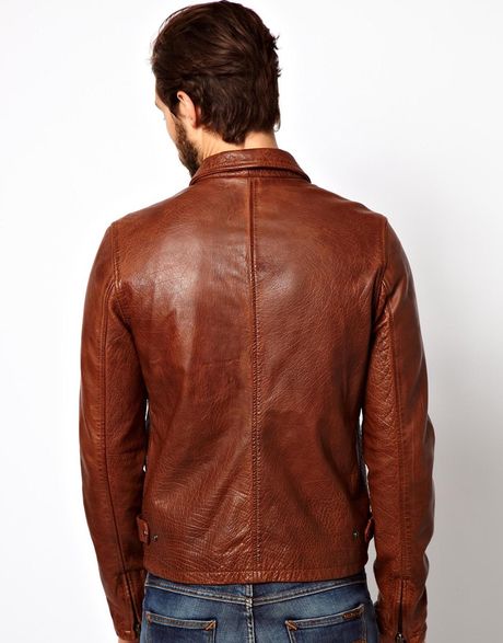 Nudie Jeans Leather Jacket Ervin 50s Biker in Brown for Men (Cognac) | Lyst
