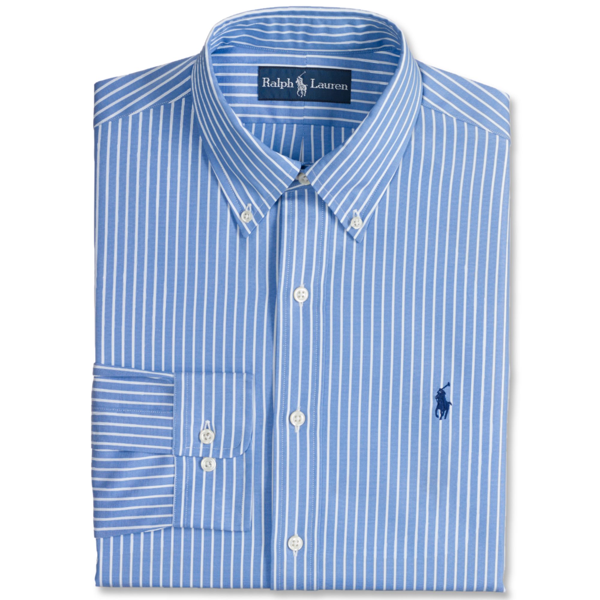 Ralph Lauren Polo Custom Fit Blue and White Stripe Dress Shirt in Blue ...