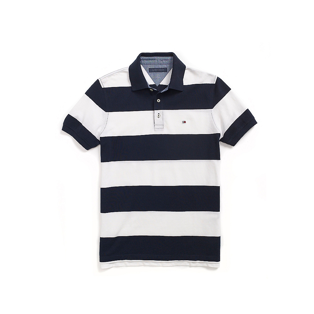 Tommy Hilfiger Rugby Stripe Polo in Blue for Men (Bright White/Navy ...