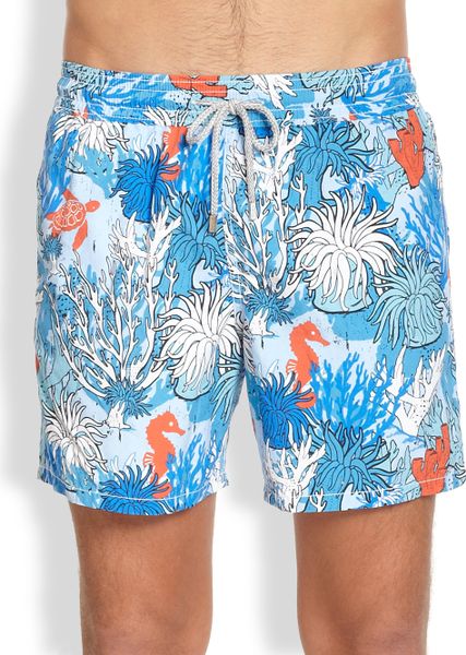 Vilebrequin Moorea Coral Reef Swim Trunks in Blue for Men (SKY BLUE) | Lyst