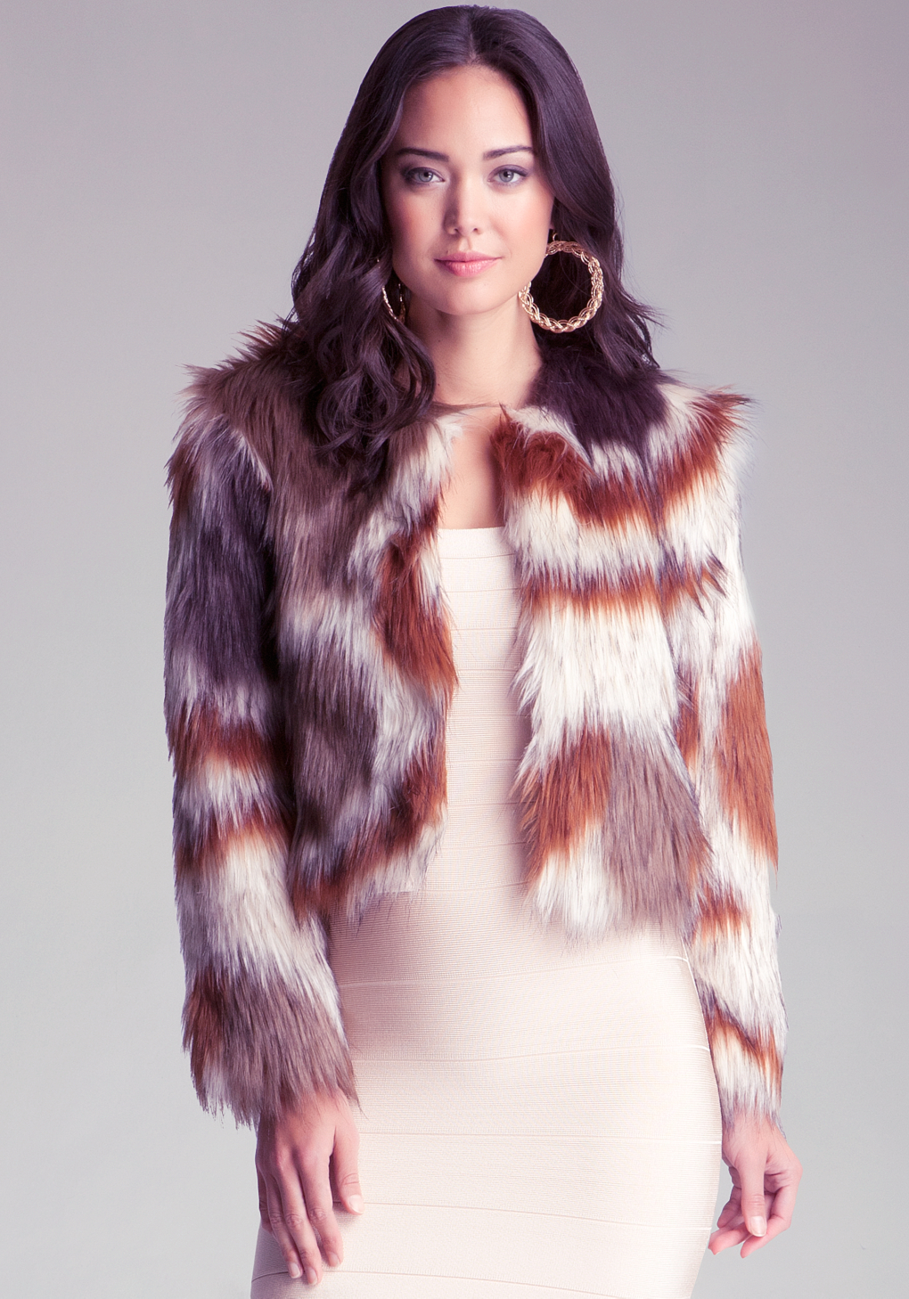 Lyst Bebe Multi Colored Faux Fur Coat