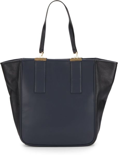 French Connection Winged Color Block Faux Leather Tote Bag in Blue ...