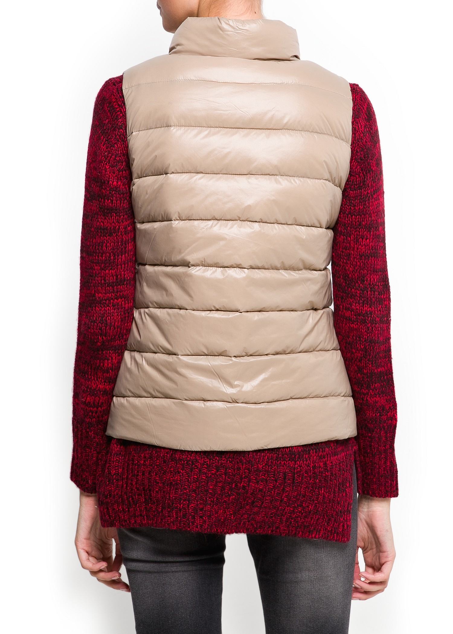 Mango Quilted Feather Gilet in Natural Lyst
