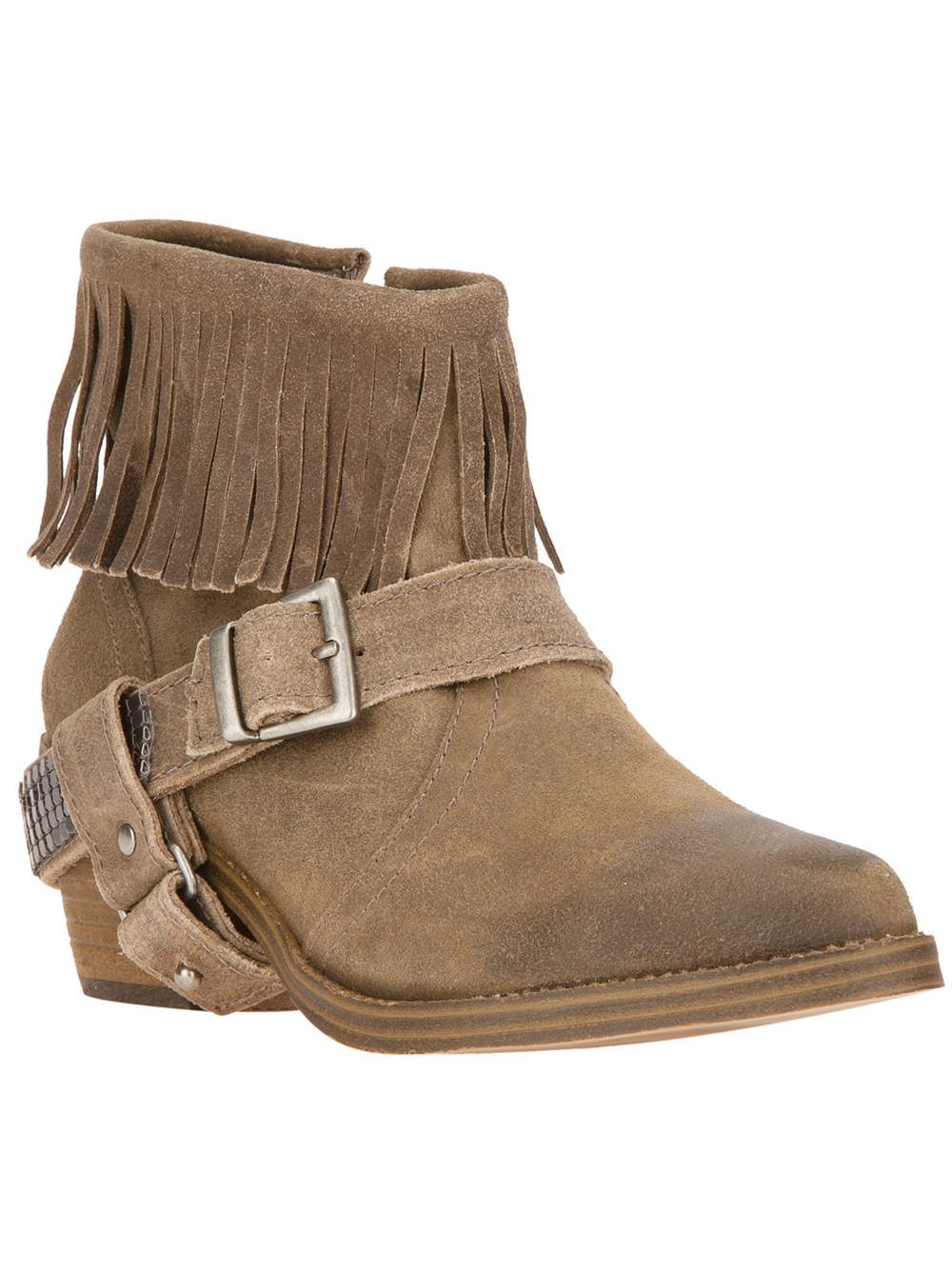 Steve Madden Fringed Western Boot in Brown | Lyst
