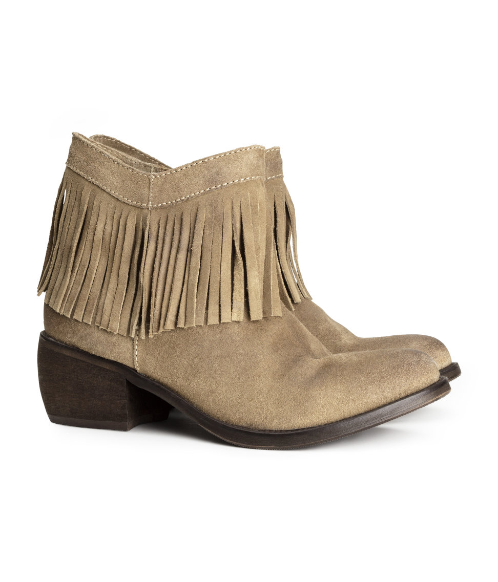 Lyst - H&M Suede Boots in Natural