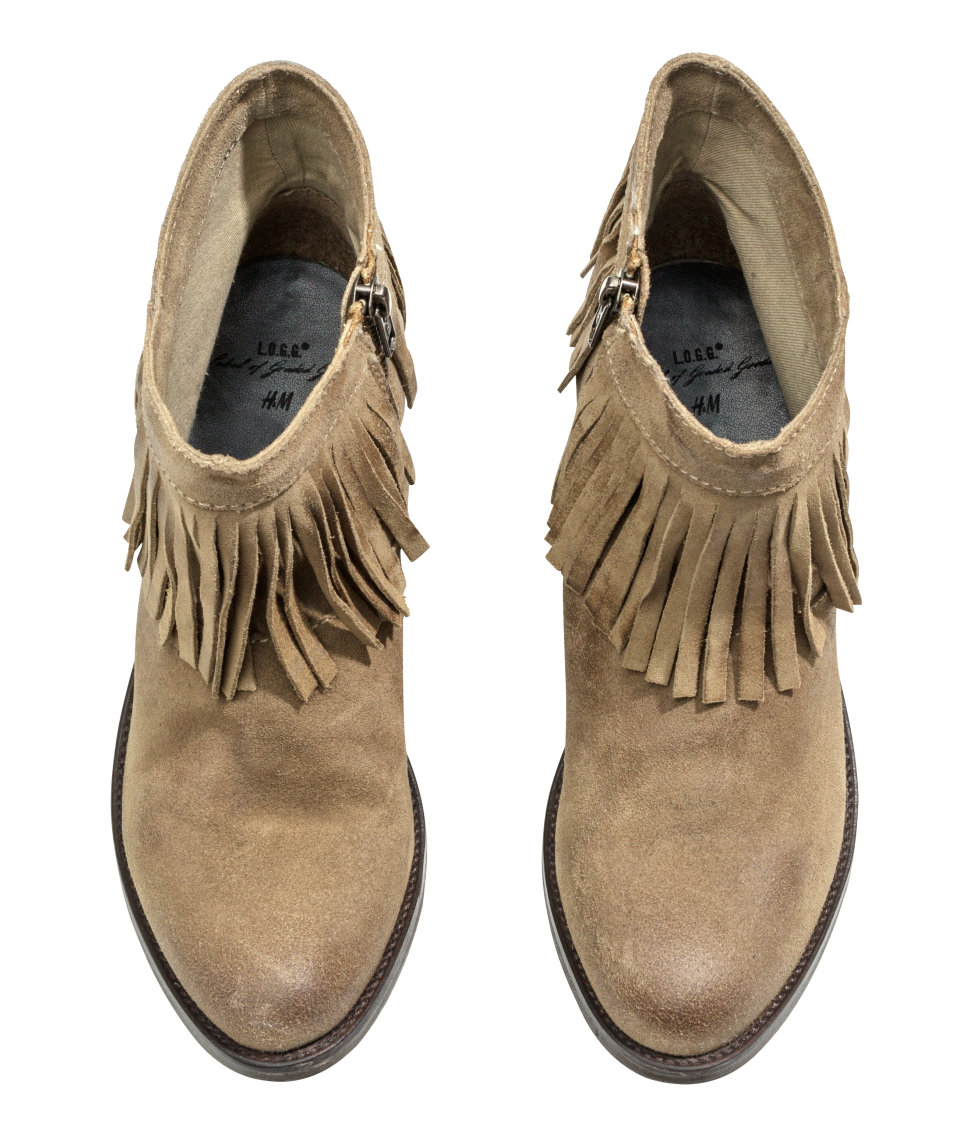 Lyst - H&M Suede Boots in Natural