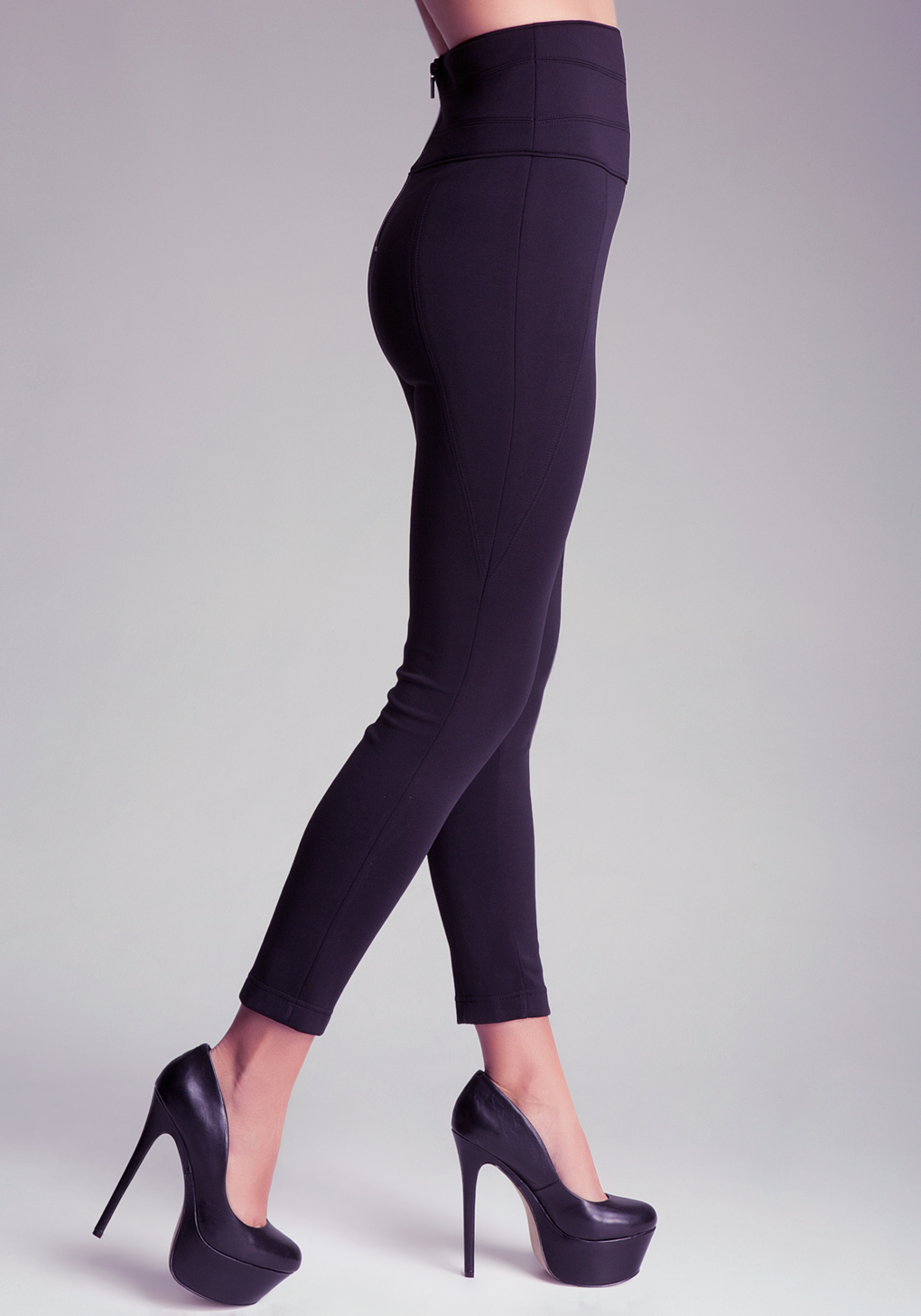 Lyst - Bebe High Waist Scuba Leggings in Black