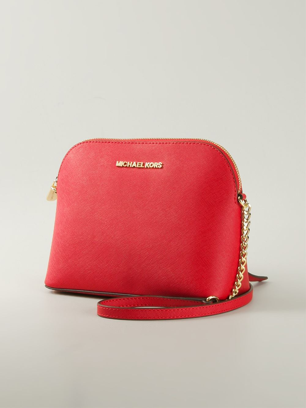 Michael kors Cindy Large Calf-Leather Cross-Body Bag in Red | Lyst