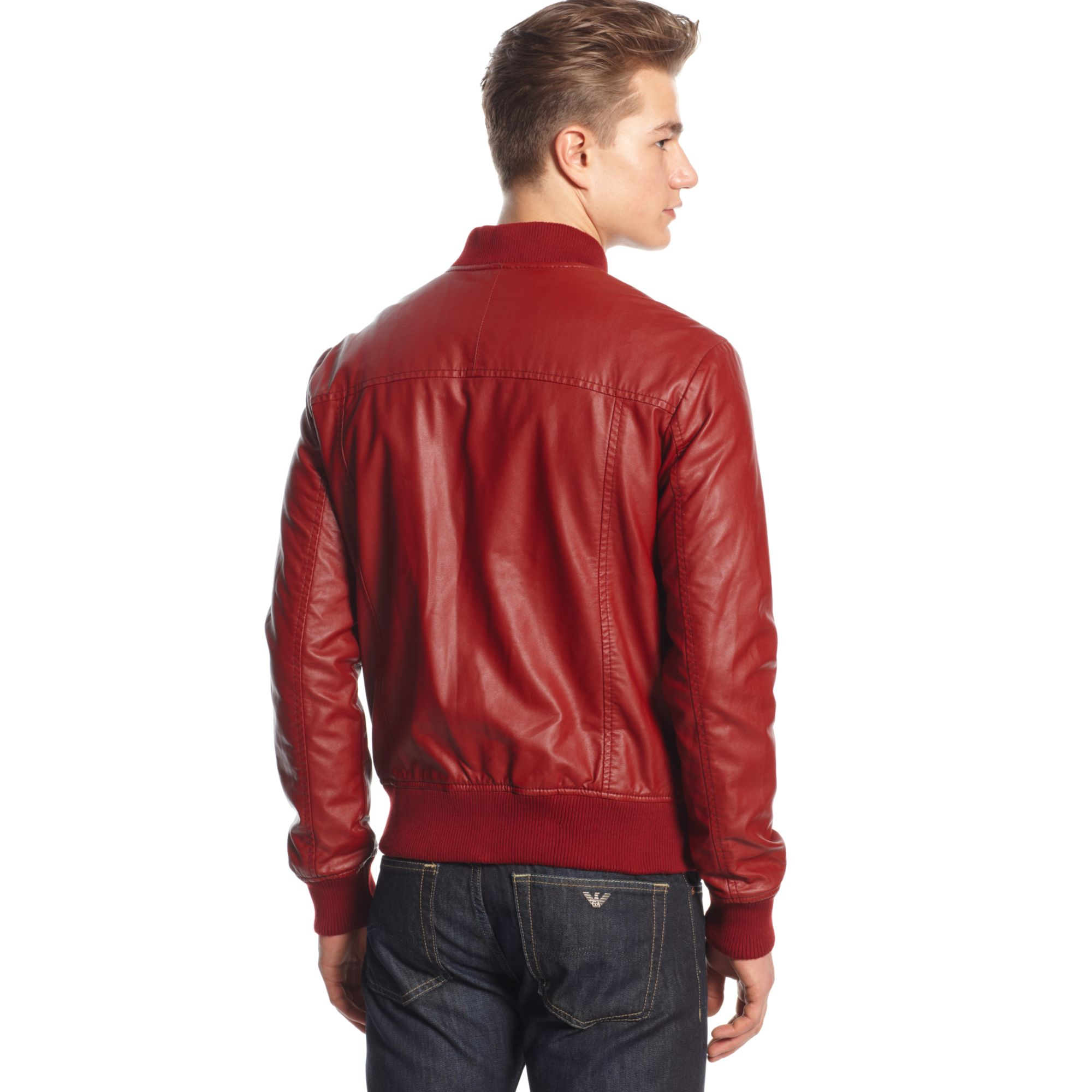 Lyst Armani Jeans Eco Fauxleather Jacket in Brown for Men
