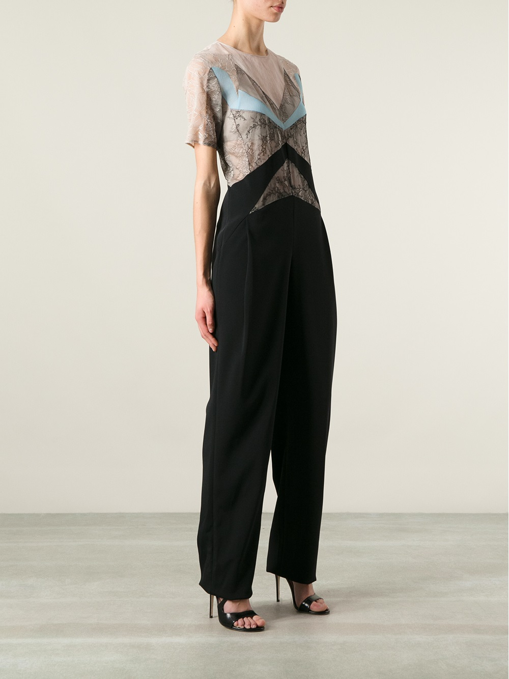 Lyst Anne Valerie Hash Lace Insert Jumpsuit in Black