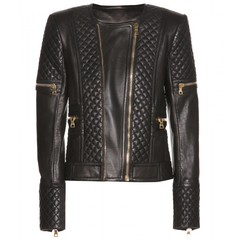 Balmain Quilted Leather Jacket in Black (noir) | Lyst