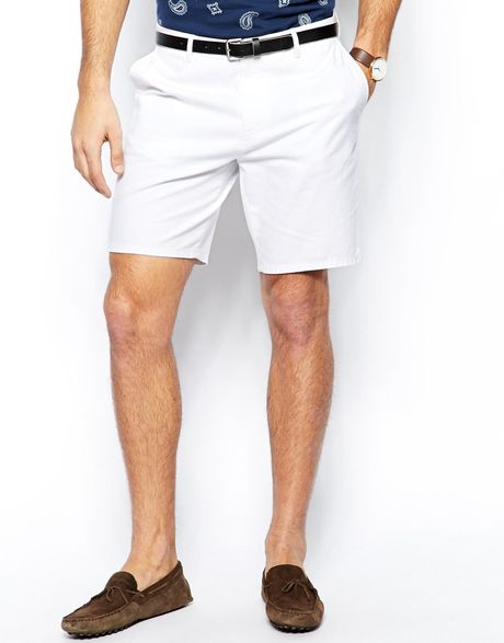 Asos Slim Fit Shorts In Washed Cotton in White for Men | Lyst