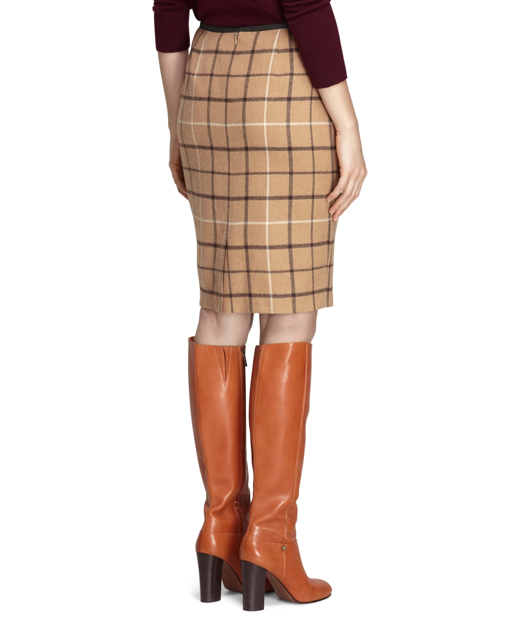 Lyst - Brooks Brothers Camel Hair Windowpane Pencil Skirt in Natural