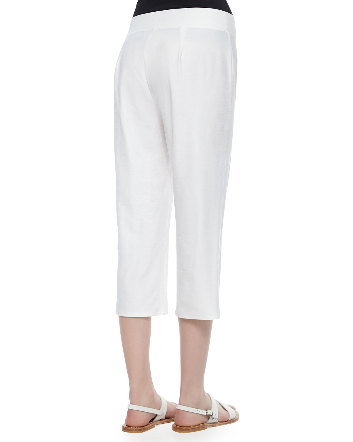 Lyst - Eileen Fisher Slim Crepe Capri Pants in White