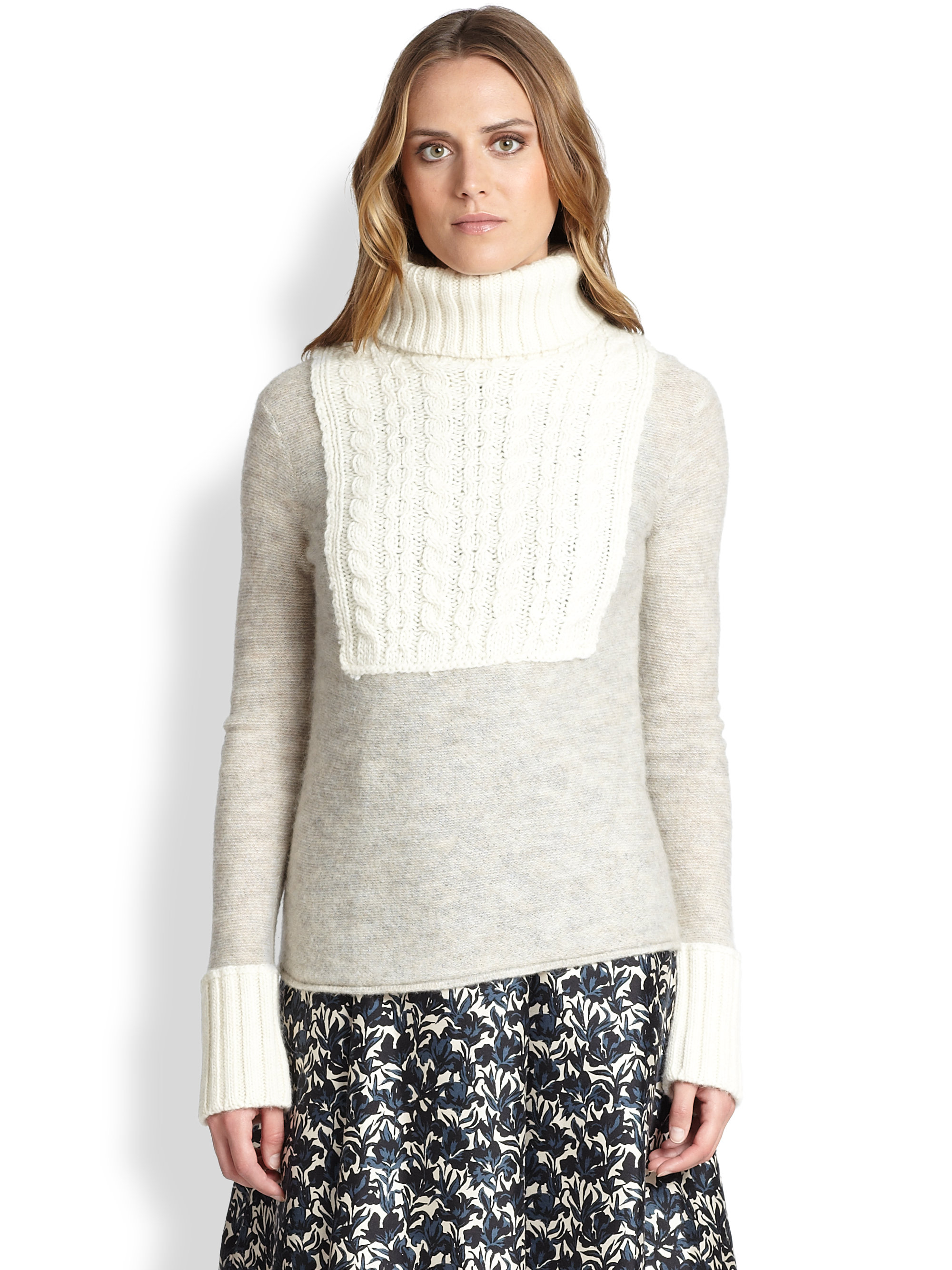 Tory Burch | White Gretchen Turtleneck Sweater | Lyst