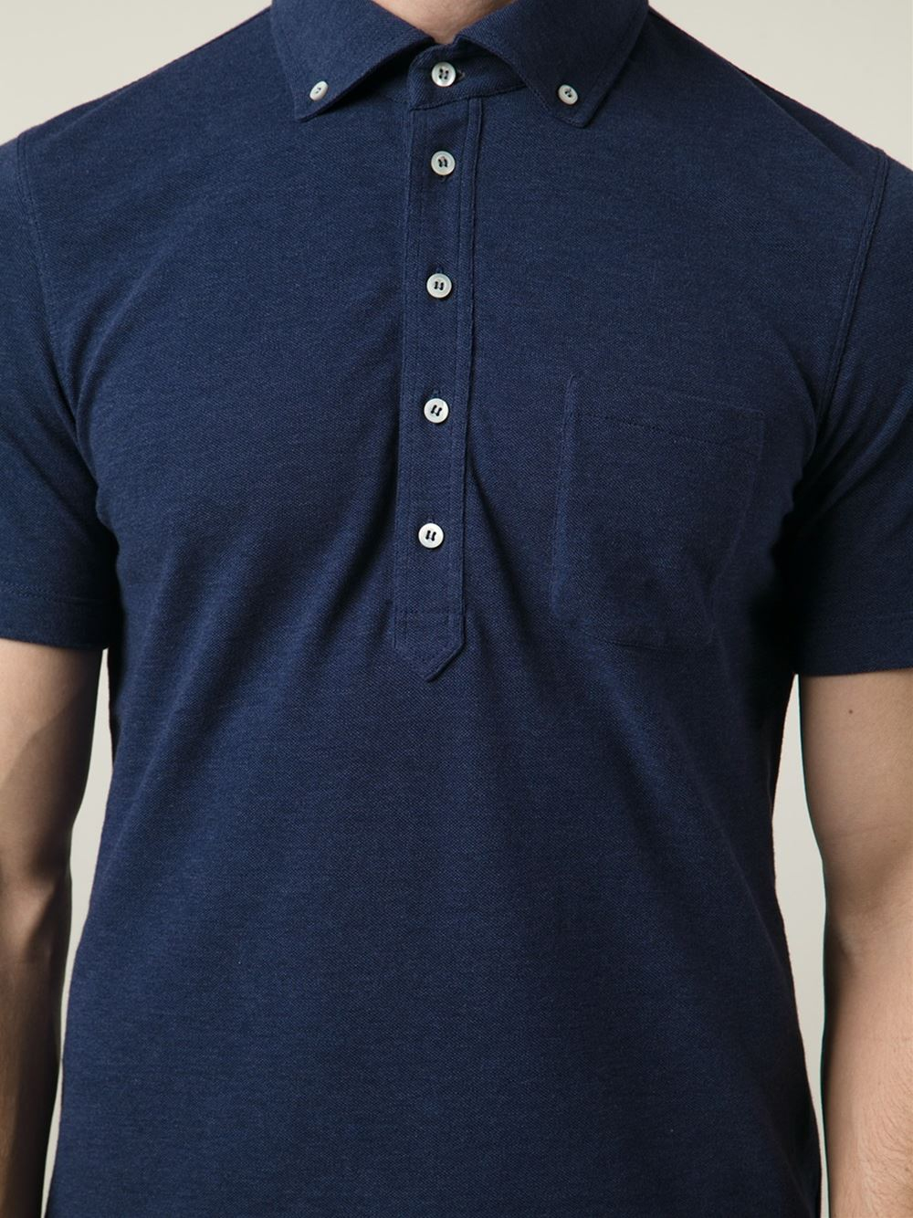 Brunello cucinelli Button-Down Collar Polo Shirt in Blue for Men | Lyst