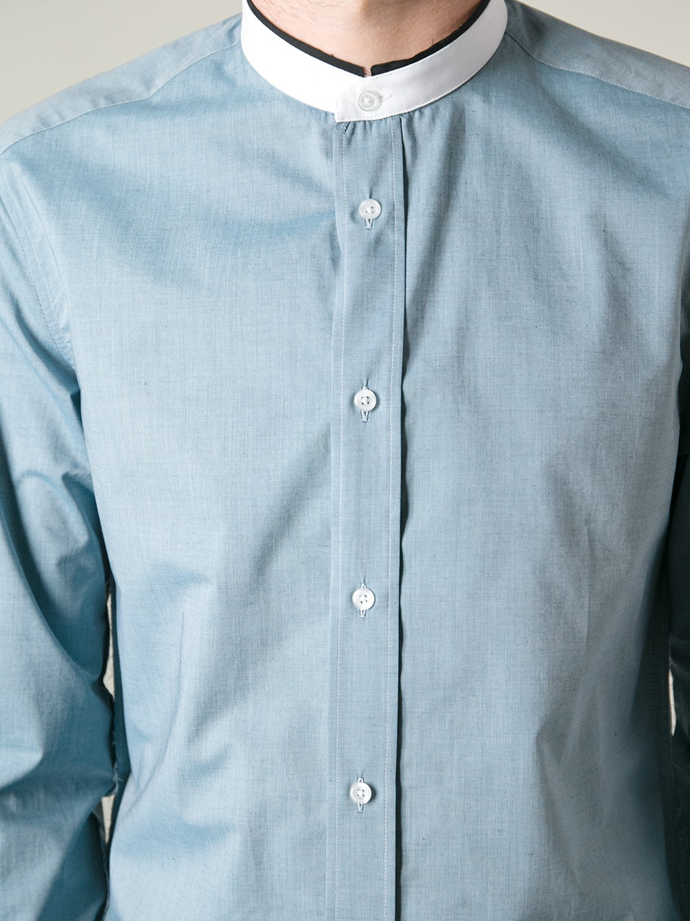 Lyst - Kenzo Band Collar Shirt in Blue for Men