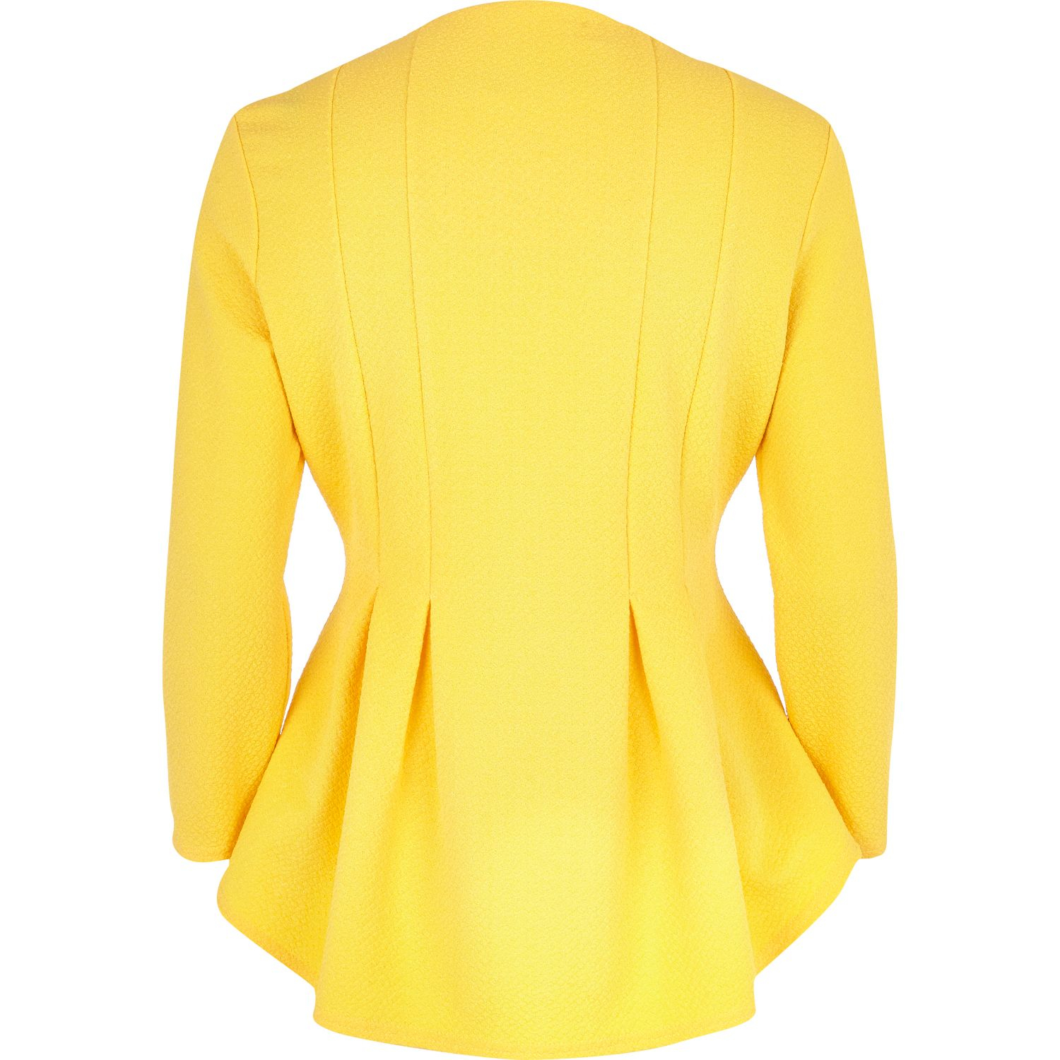 River island Yellow Textured Jersey Peplum Jacket in Yellow | Lyst