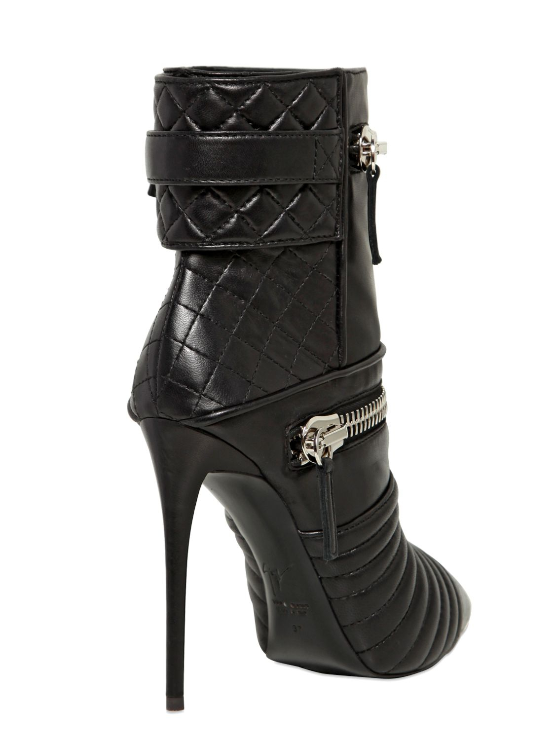 Lyst - Giuseppe Zanotti 110Mm Quilted Zipped Calf Ankle Boots in Black