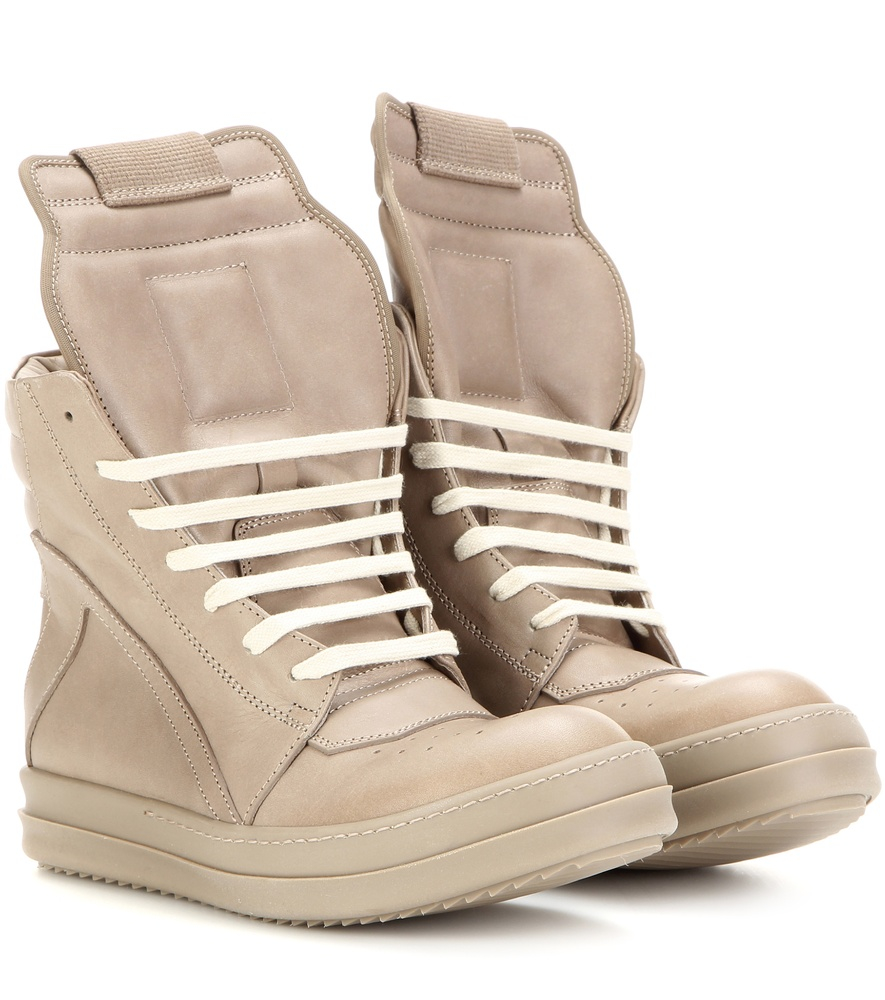 Rick owens Geobasket Leather High-top Sneakers in Natural | Lyst