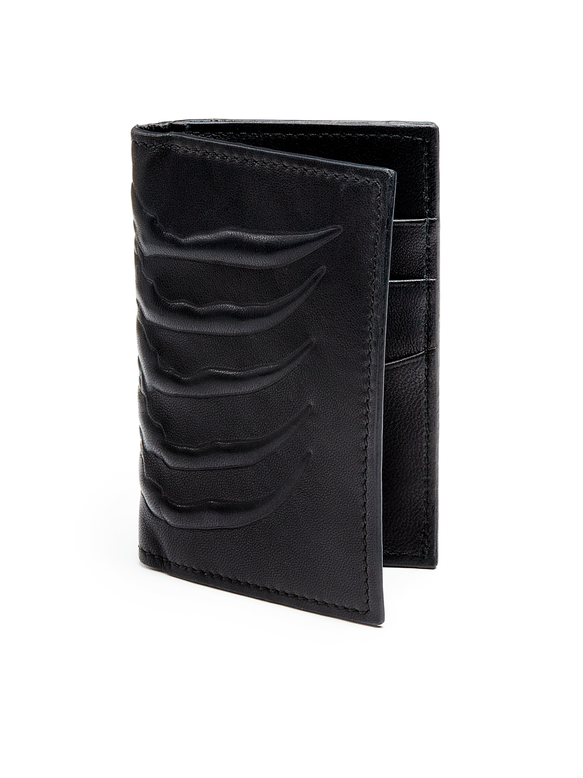 Alexander mcqueen Rib Cage Leather Card Holder in Black for Men | Lyst