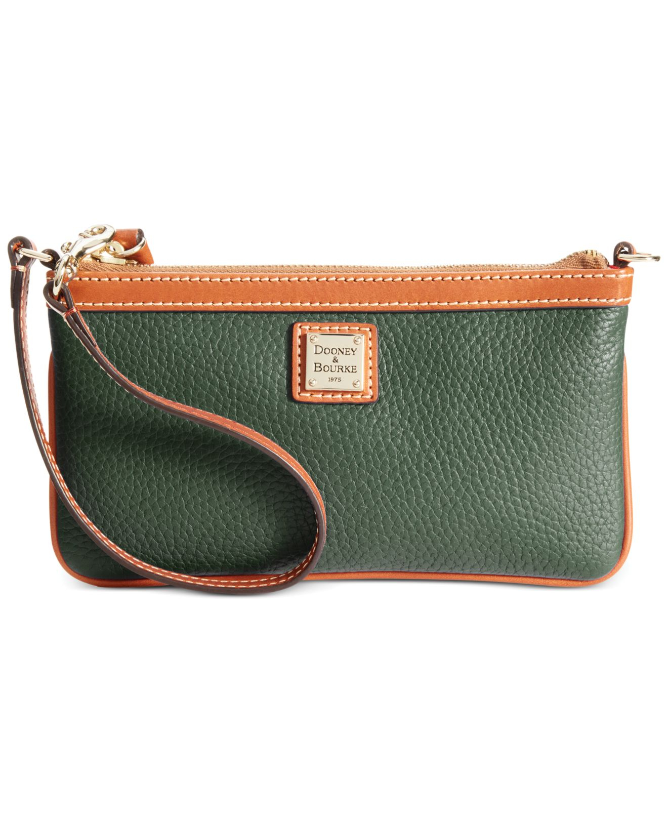 Dooney & Bourke Pebble Large Slim Wristlet in Green (Forest)