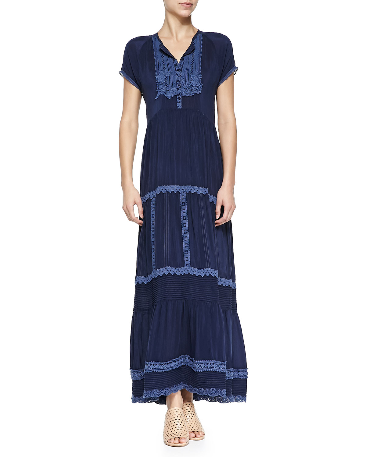 Lyst - Johnny Was Short-sleeve Maxi Dress in Blue