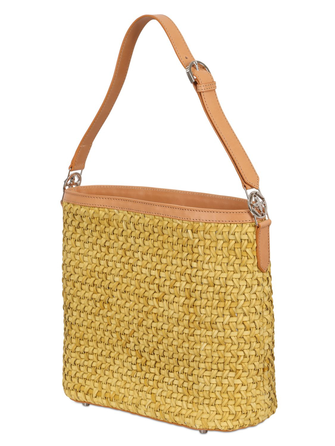 Lyst - Desmo Woven Leather Shoulder Bag in Yellow