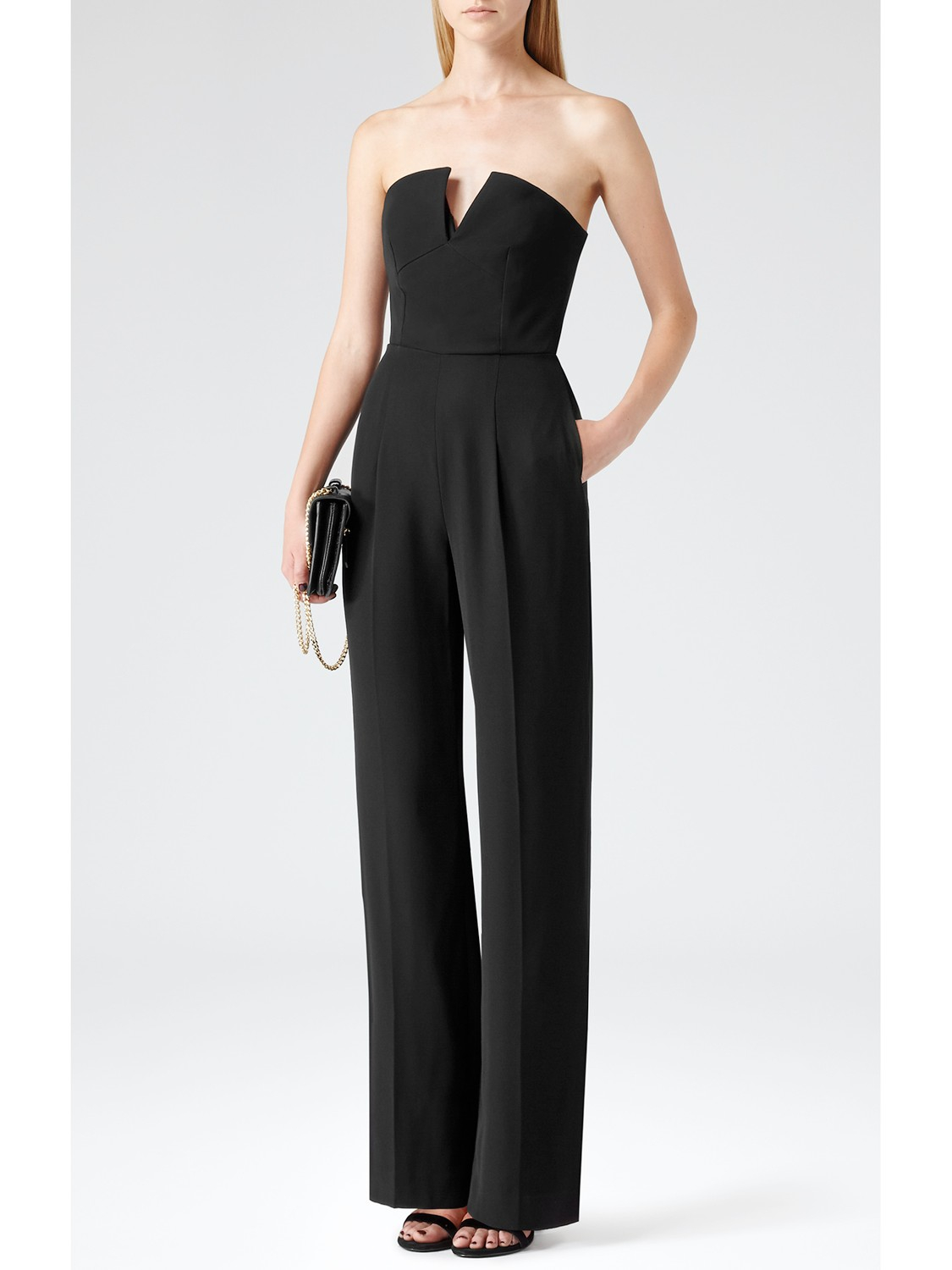 formal jumpsuit with skirt overlay