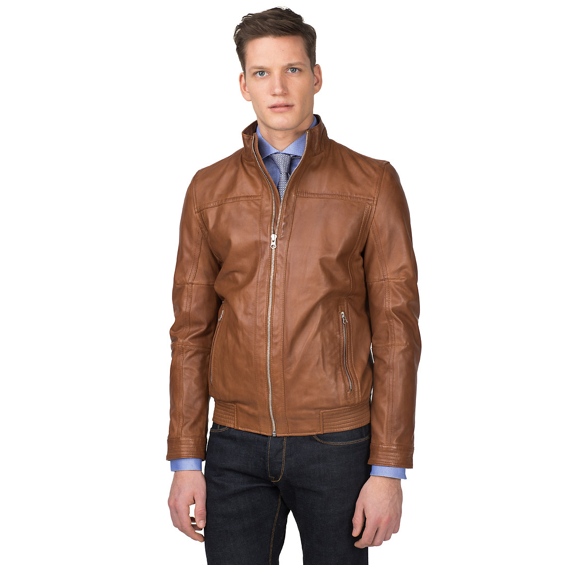 Tommy Hilfiger Ferdi Leather Jacket in Brown for Men (cognac) | Lyst