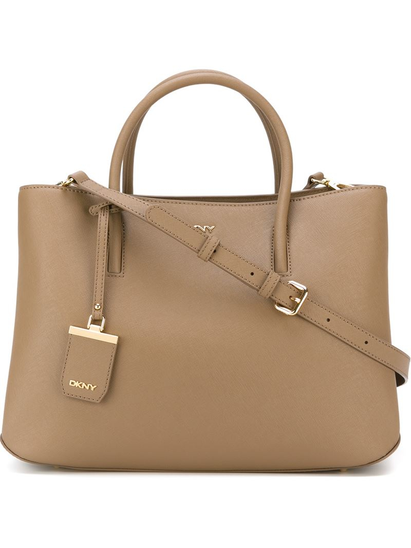 Dkny Saffiano City Zip Tote in Natural Lyst