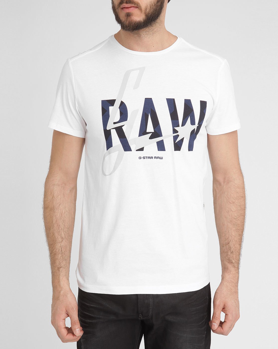 G-star raw White Lamar Logo Round Neck T Shirt in White for Men | Lyst