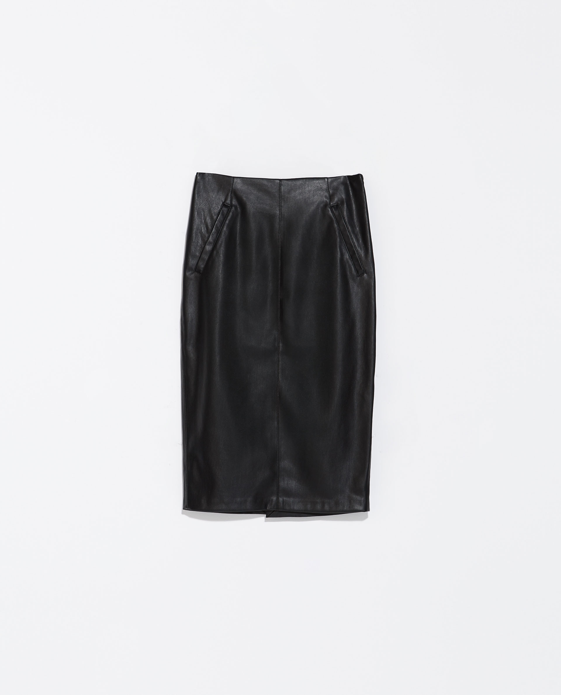 Zara Faux Leather Pencil Skirt with Pockets in Black | Lyst