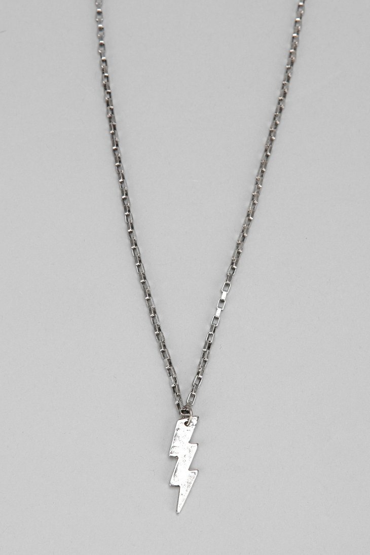 Urban Outfitters Lightning Bolt Pendant Necklace in Metallic for Men - Lyst