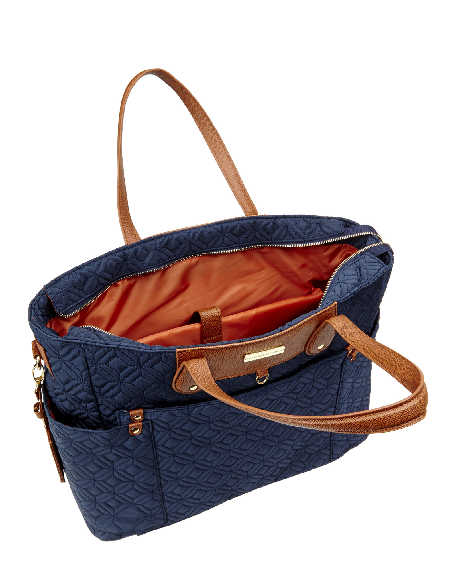 Lyst Adrienne Vittadini Navy Quilted Laptop Tote In Blue Gallery