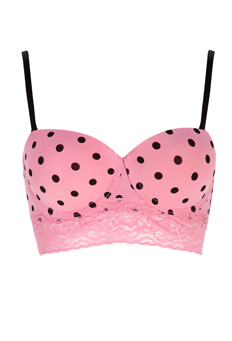 Lyst Forever Polka Dot Corset Bra In Pink