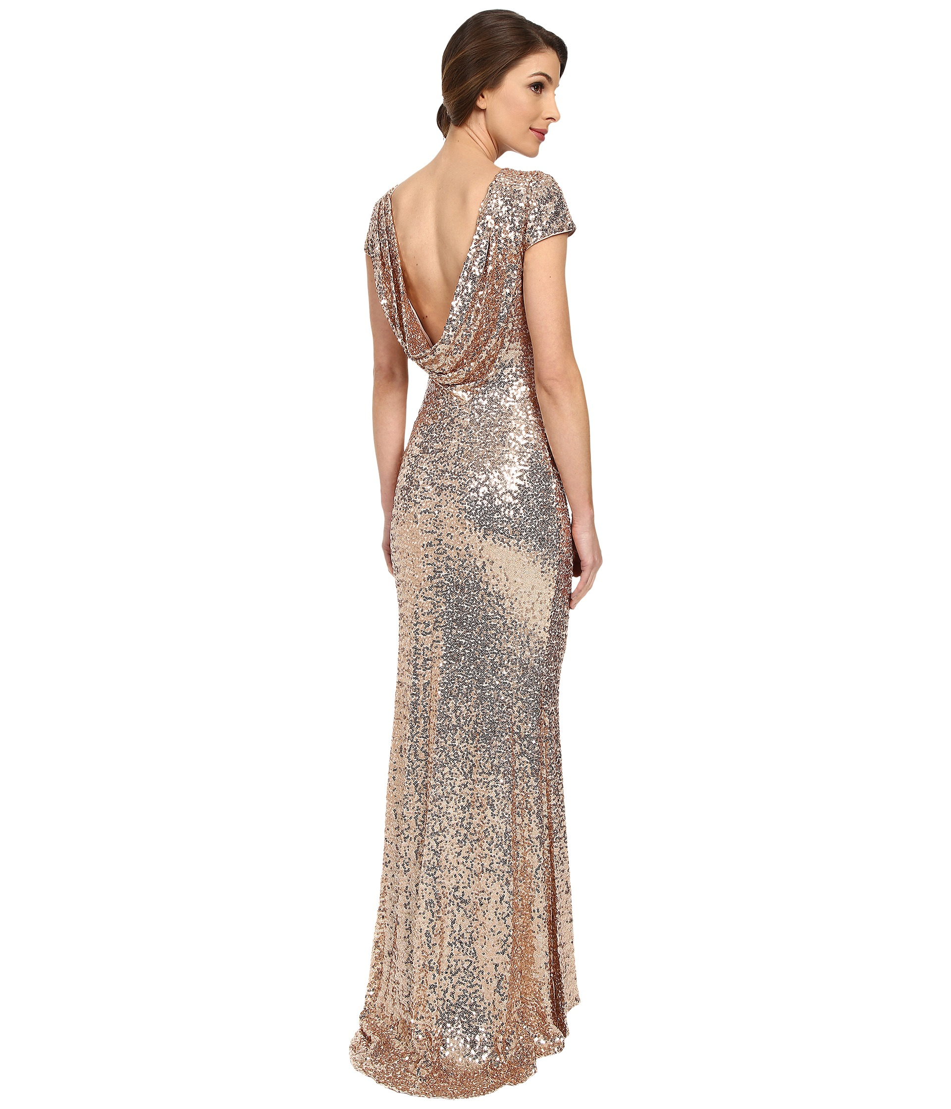 badgley mischka cowl back gown