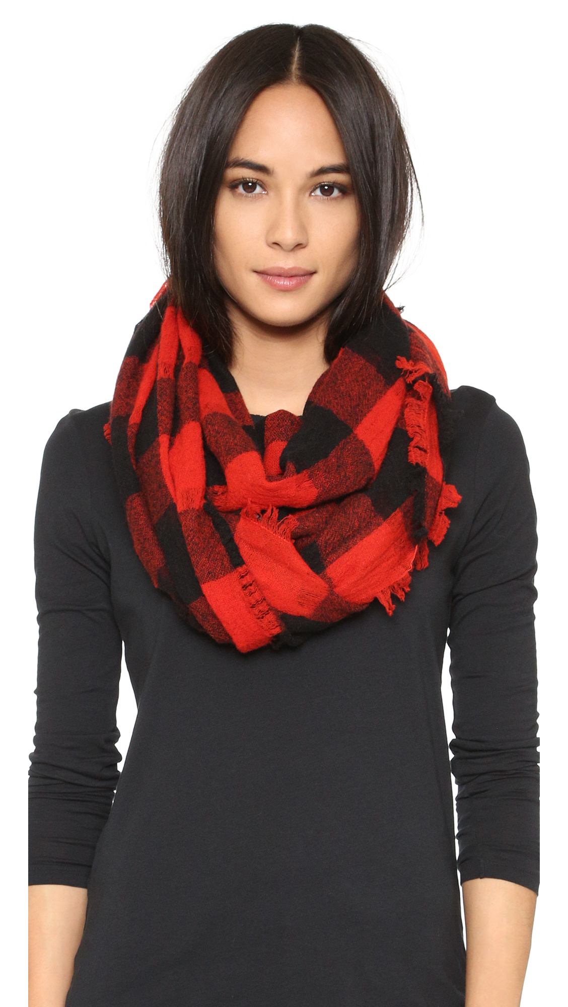 Madewell Buffalo Check Open Weave Scarf Bright Flame in Red Lyst
