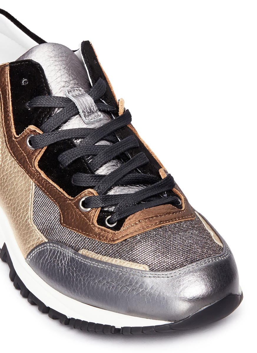 Lanvin Basket Suede And Metallic Leather Sneakers | Lyst