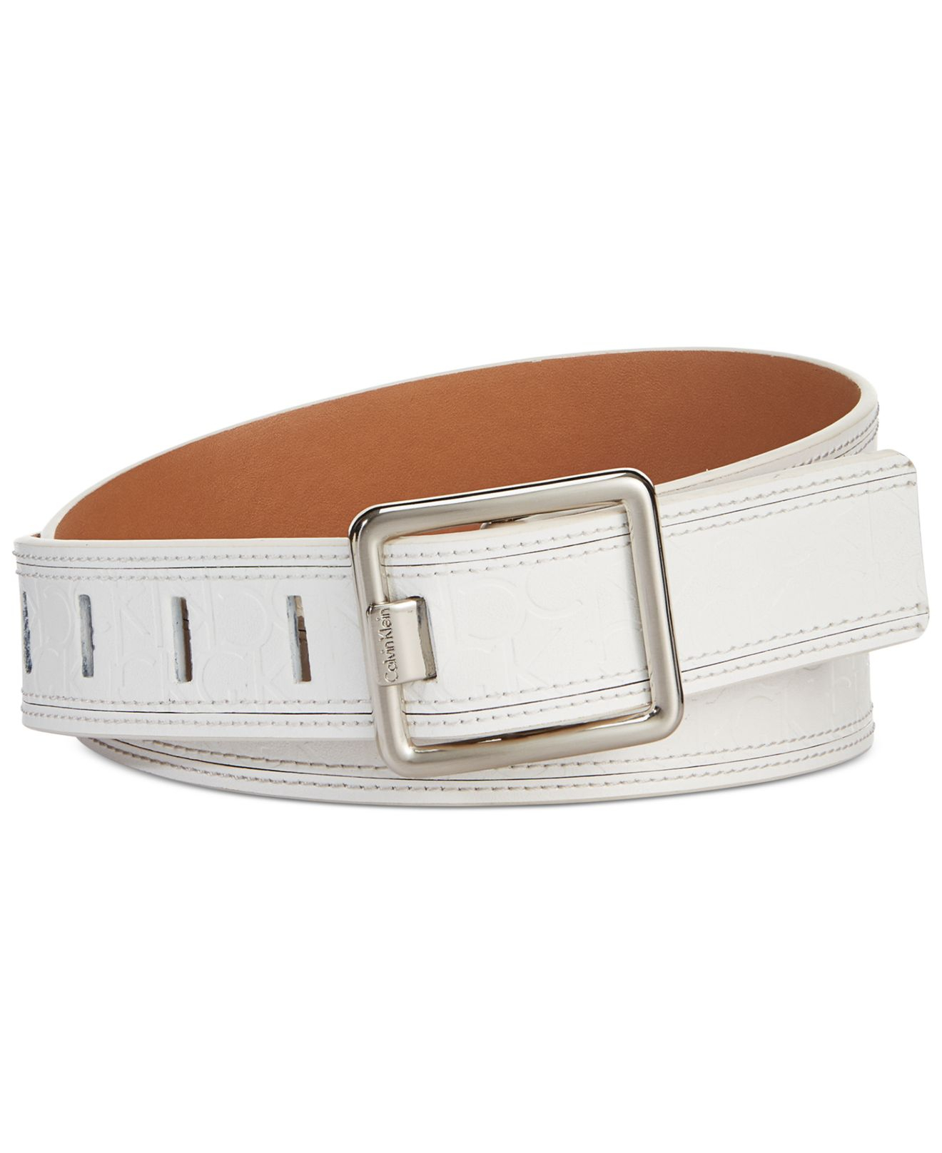 Lyst - Calvin Klein Embossed Logo Belt in White