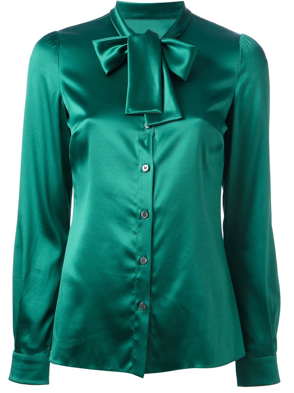 Dolce And Gabbana Pussy Bow Blouse In Green Lyst