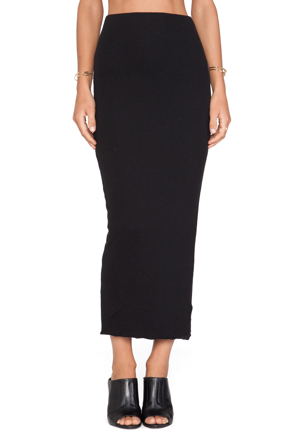 Lyst - James perse Long Cashmere Rib Skirt in Black