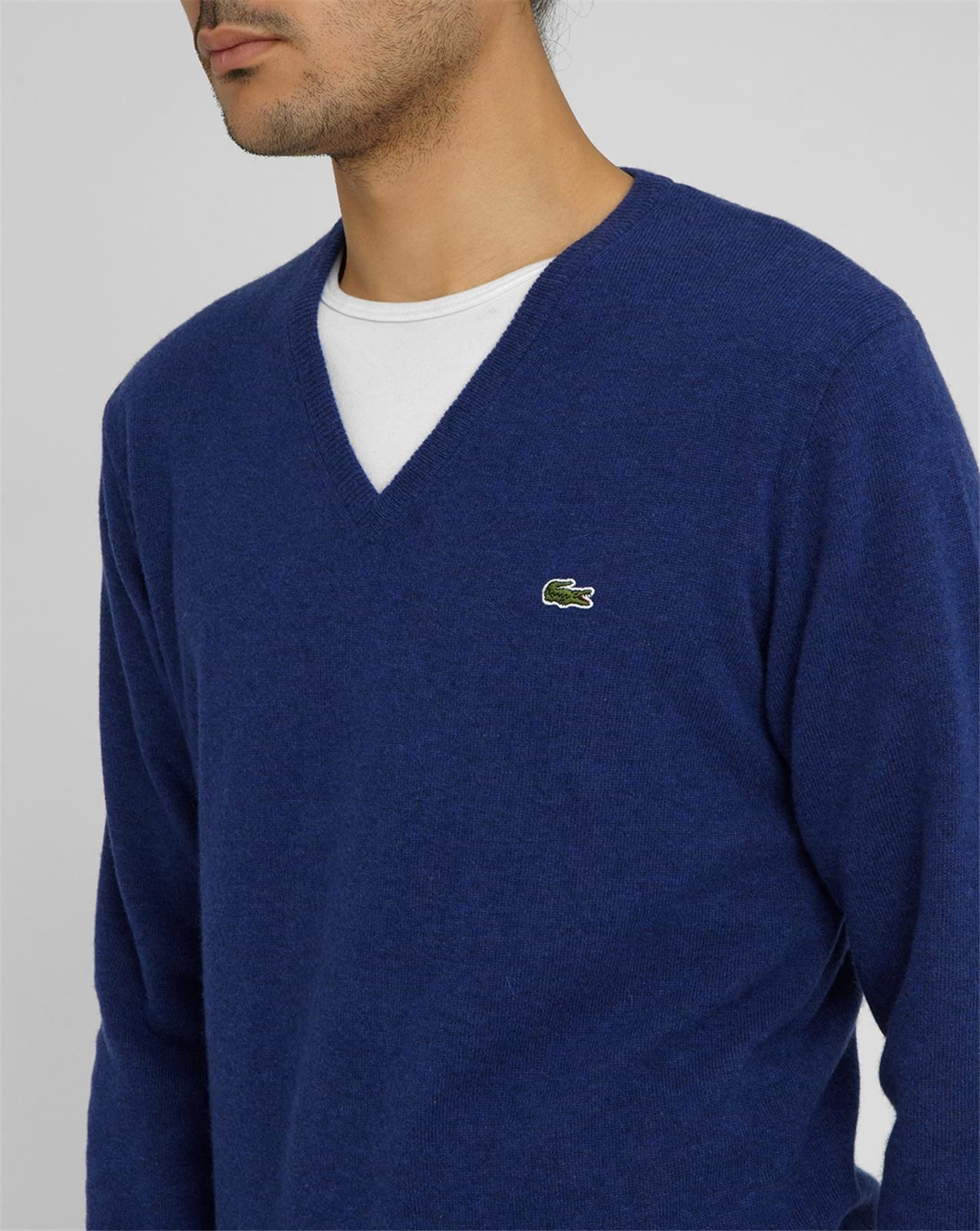 Lacoste Blue New Wool V-neck Sweater in Blue for Men | Lyst