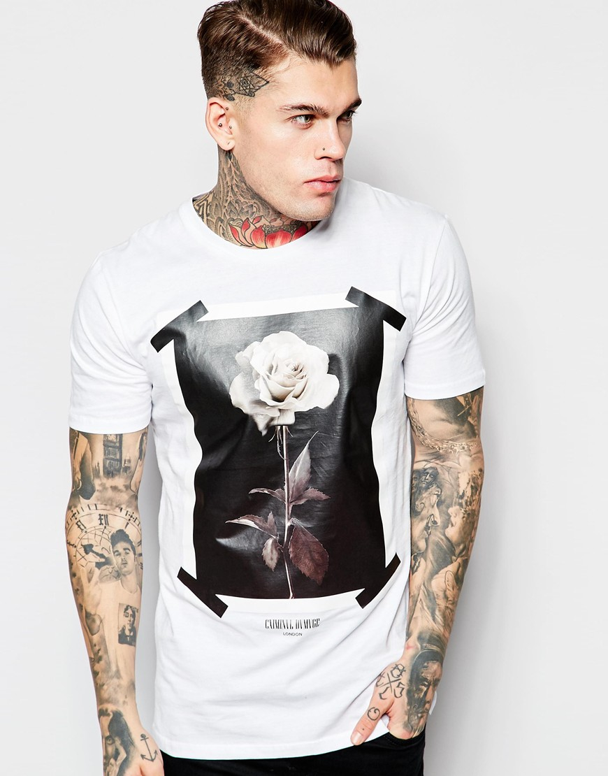 Criminal Damage T-shirt With Rose Print in White for Men | Lyst