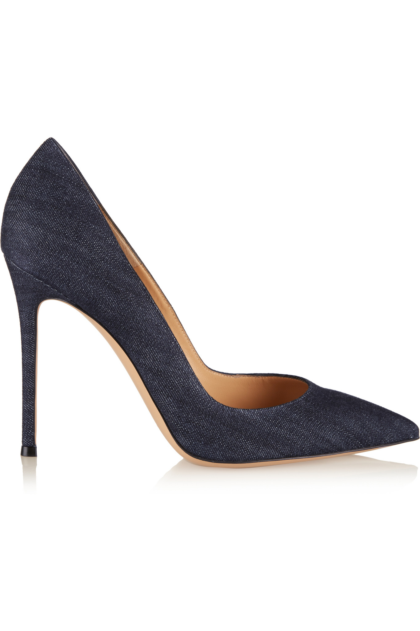 light blue denim pumps