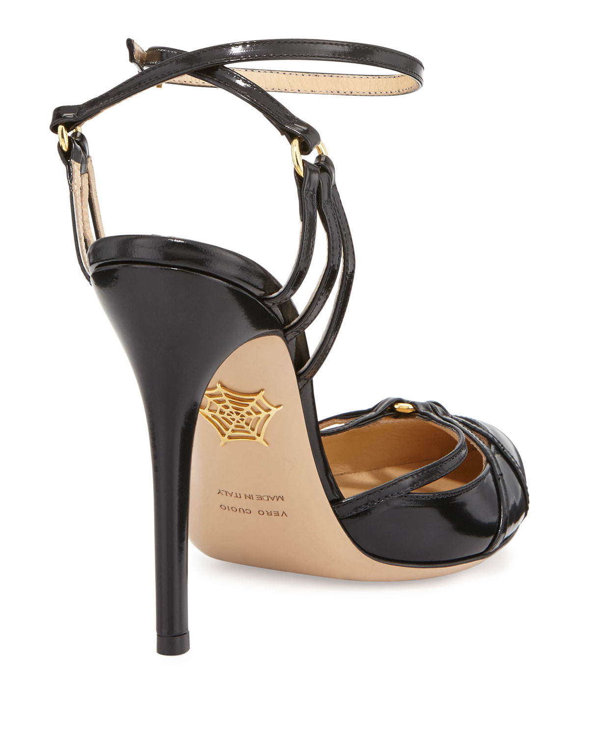 Charlotte olympia Minx Strappy Ankle-Wrap Pump in Black | Lyst