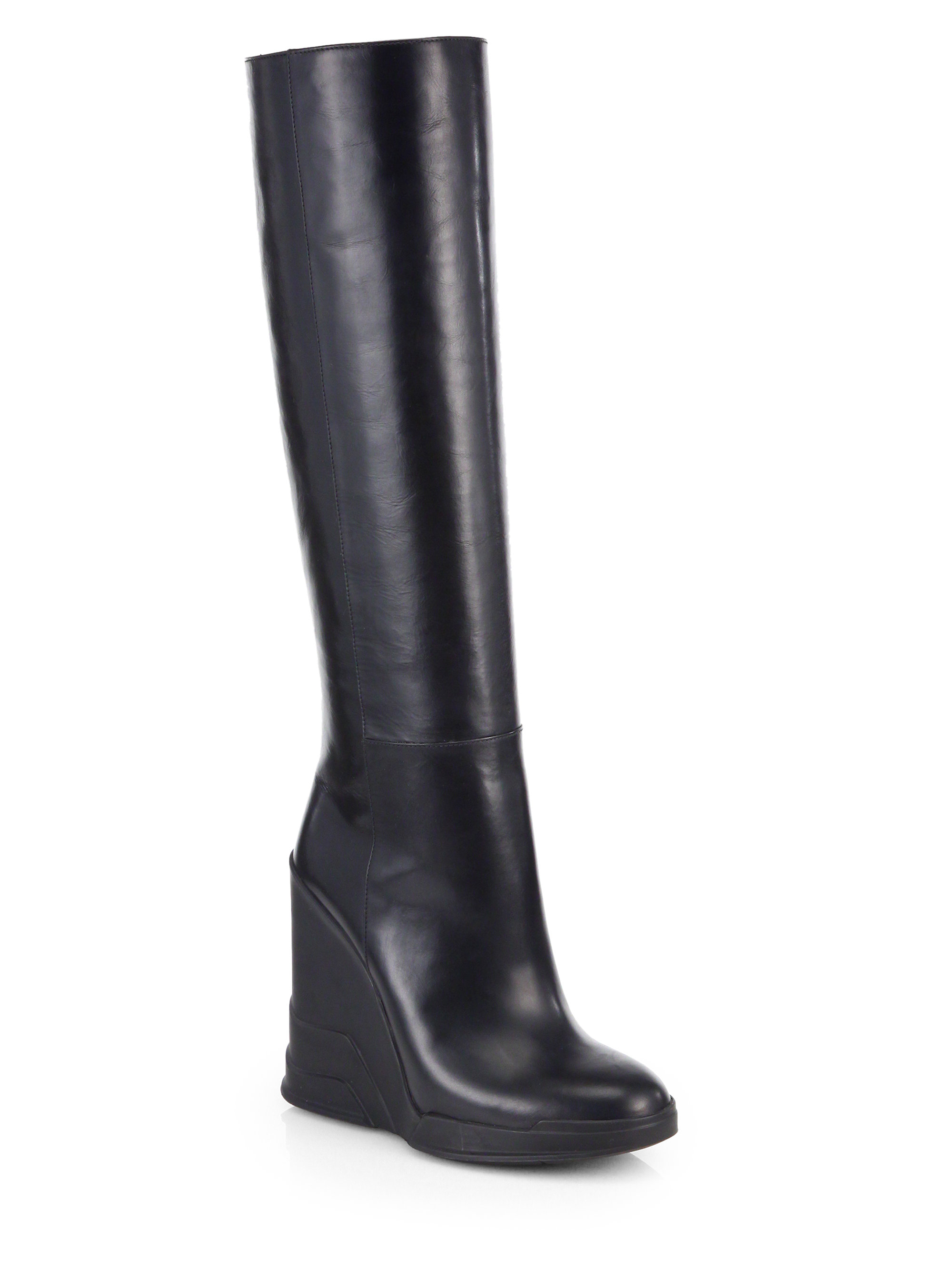 black high wedge boots