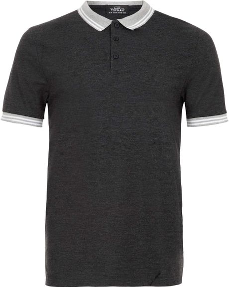 Topman Charcoal Barlow Polo Shirt in Gray for Men (GREY) | Lyst
