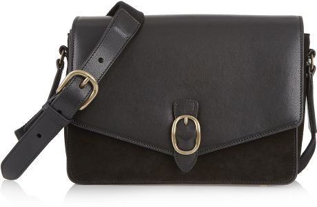 Isabel Marant Lowell Leather and Suede Shoulder Bag in Black | Lyst